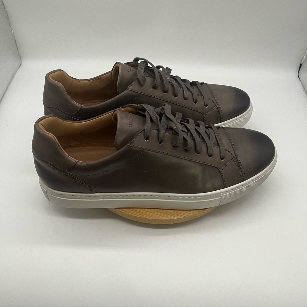 Magnanni Lace Up Sneaker - Gray Leather - Size 13 - Picture 2 of 11